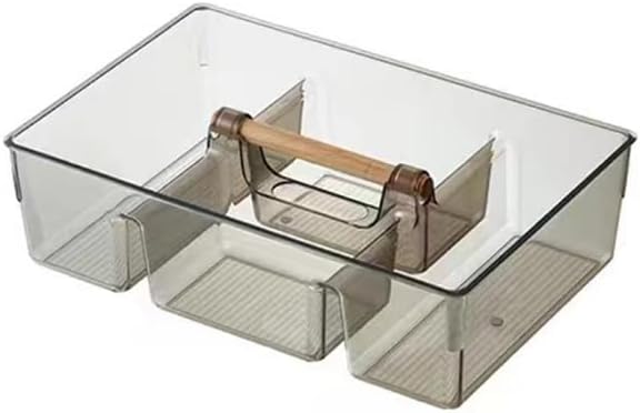 RS ONE Cosmetic storage box | Large-capacity cosmetic box holder, suitable for countertop dressing table and bathroom table storage (Transparent gray)