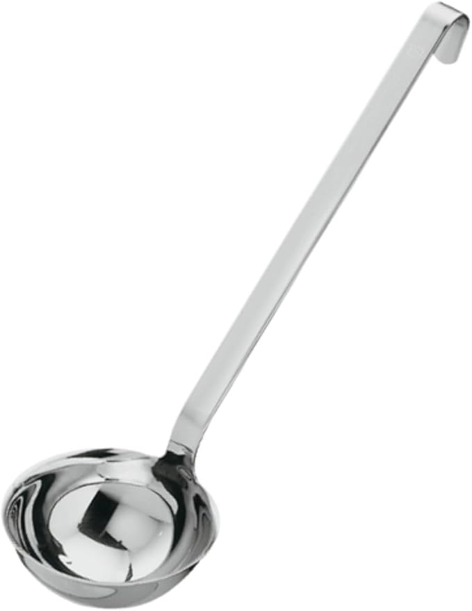 Rosle 10009 Stainless Steel Hooked Handle Ladle with Pouring Rim Serving Spoon
