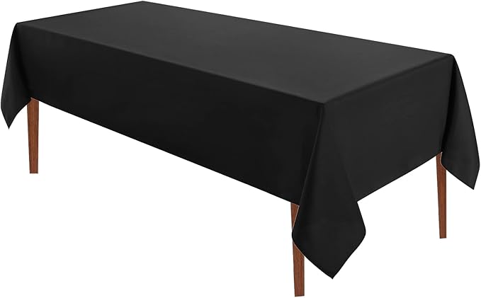 VidaFete 1 Pack 60 * 84inch Rectangle Tablecloth Polyester Table Cloth竊똕tain Resistant and Wrinkle Polyester Dining Table Cover for Kitchen Dinning Party Wedding Tabletop Buffet Decoration(Black)
