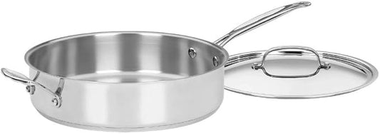 Cuisinart Stainless Steel, 5.5 Quart Saut챕 Pan w/ Cover, Helper Handle, Chef's Classic, 733-30H