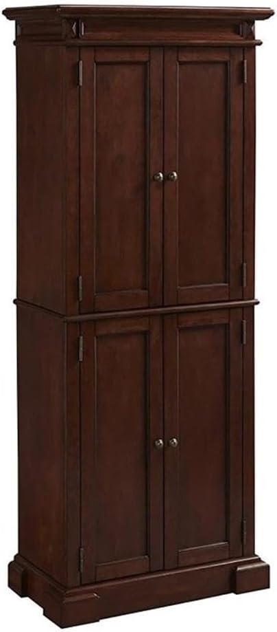 BOWERY HILL Traditional 4 Shelves Wood Kitchen Pantry in Brown Cherry