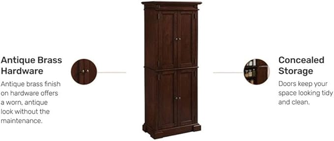 BOWERY HILL Traditional 4 Shelves Wood Kitchen Pantry in Brown Cherry