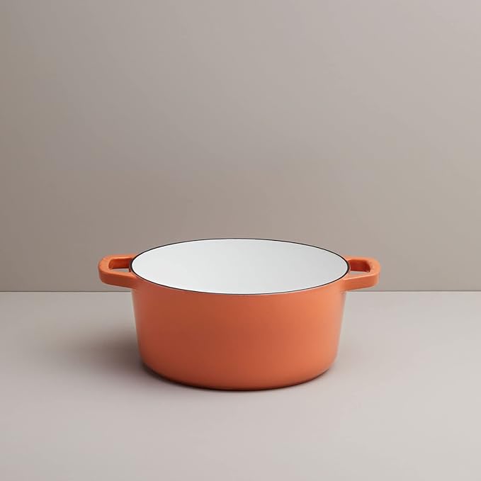 Milo by Kana 3.5-quart Enameled Cast Iron Dutch Oven with Lid | Premium Casserole Cooking Pot | Enamel Coating Inside and Out | Oven Safe and Dishwasher Friendly (Fresh Terracotta with Gold Knob)