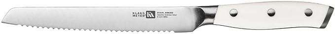 Klaus Meyer Stahl High Carbon Exclusive German Steel 8 inch Bread Knife (White)