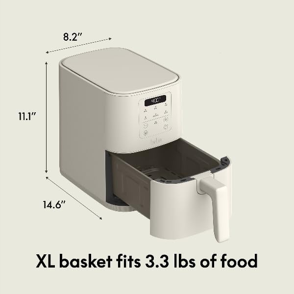 bella 4Qt Slim Air Fryer, Fits-anywhere??Kitchenware, EverGood??Ceramic Nonstick Coating, Adjustable Temperature, 6 Preset Cooking Options, 60 Min Auto Shutoff w Audible Tone, 3.3lb Capacity, Oatmilk