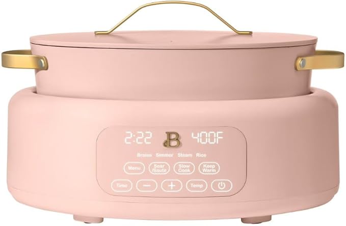 Beautiful 10-in-1 6-Qt Programmable Multi-Cooker with Oven-Safe Pot & 7 Presets ??Slow Cook, Rice, Steam, Saut챕 (Rose)