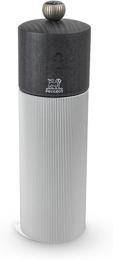 PEUGEOT - Line Salt Mill - Classic Adjustment - Aluminum and PEFC Certified Wood - Made in France - 18cm/ 7",Graphite Color.