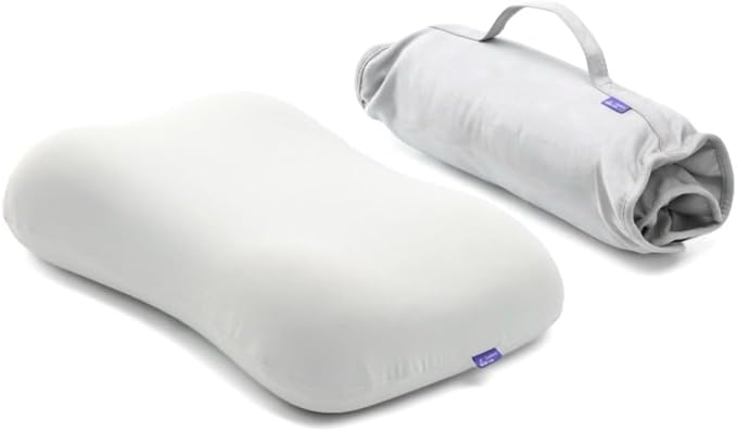 Cushion Lab Travel Deep Sleep Pillow ??Compact Memory Foam Neck Pillow for Sleeping, Portable Pillow for Hotels, Camping, Side & Back Sleepers, On-The-Go ??Calm Grey