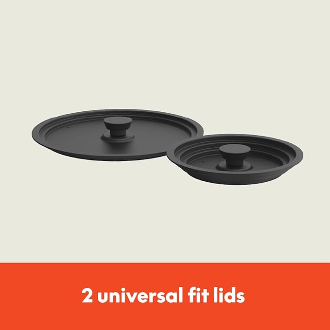 bella 9 Piece Ceramic Nonstick Cookware Set, Fits-anywhere??Kitchenware w EverGood??Coating, Dishwasher & Oven Safe, All Stovetops Compatible, Stackable Design, Cool Touch Handles, Black