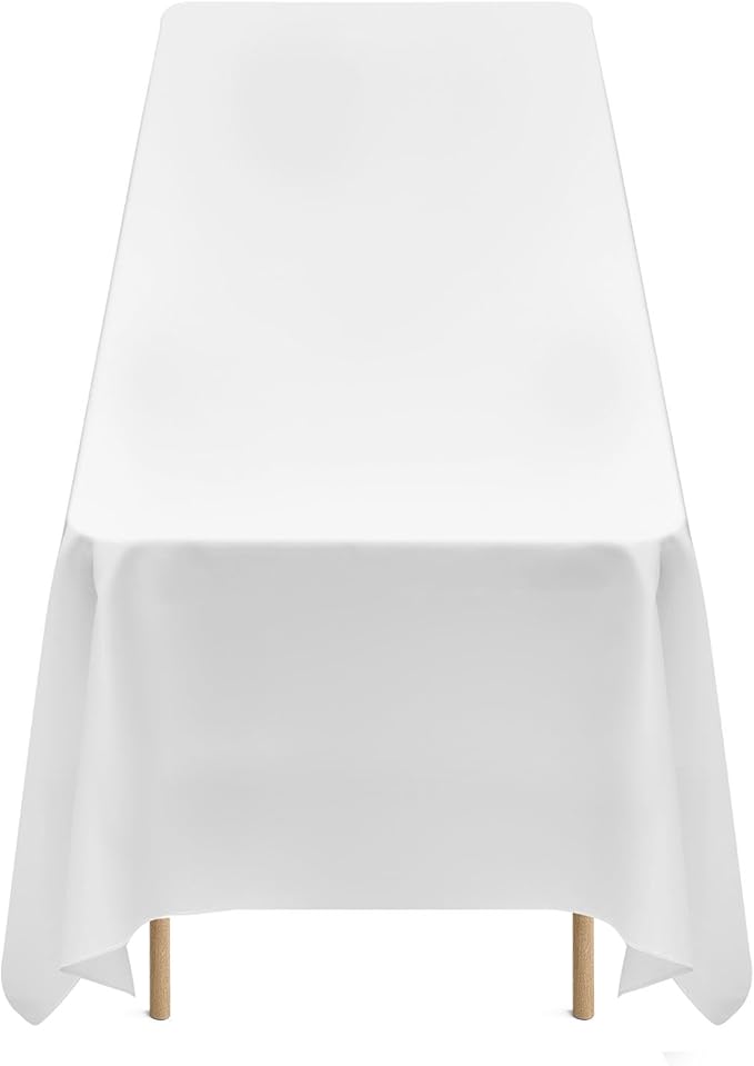 VEVOR White Tablecloths for Rectangle Tables, 6 Pack, 90 x 132 Inches, Reusable and Machine Washable Table Clothes, Wrinkle-Resistant Polyester Fabric Table Covers for Wedding, Party, Banquet
