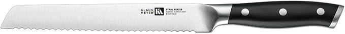 Klaus Meyer Stahl High Carbon Exclusive German Steel 8 inch Bread Knife (Black)