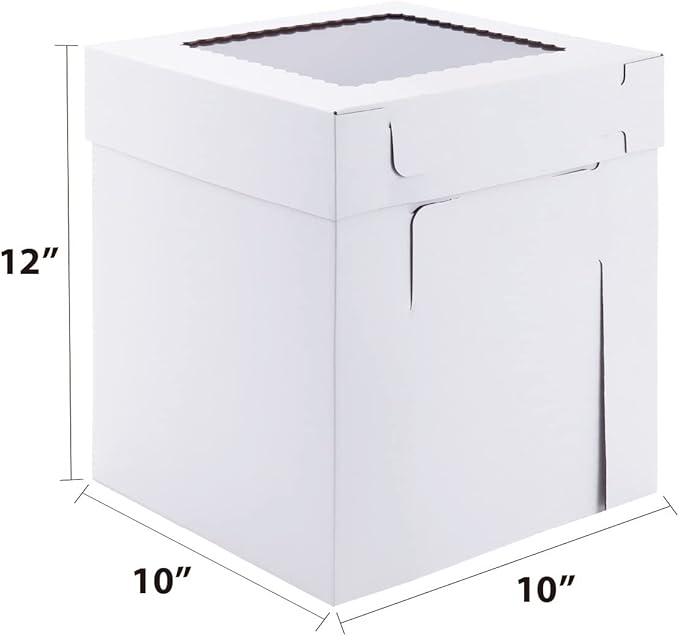 Tall Cake Boxes for Tier Cakes,10x10x12 Inch [10Pack ] Thick Sturdy Cake Box with Window,Layer Cake Carrier,Disposable Cake Containers