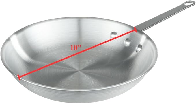 Chef Approved 10" Fry Pan | Fry Saut챕 Steak Pan Skillet with Firm Grip Rivet Handle for Kitchen Restaurant Diner Buffet | Gas Oven Ceramic Cooktop Compatible | Hand Wash Only, Aluminum, Natural Finish