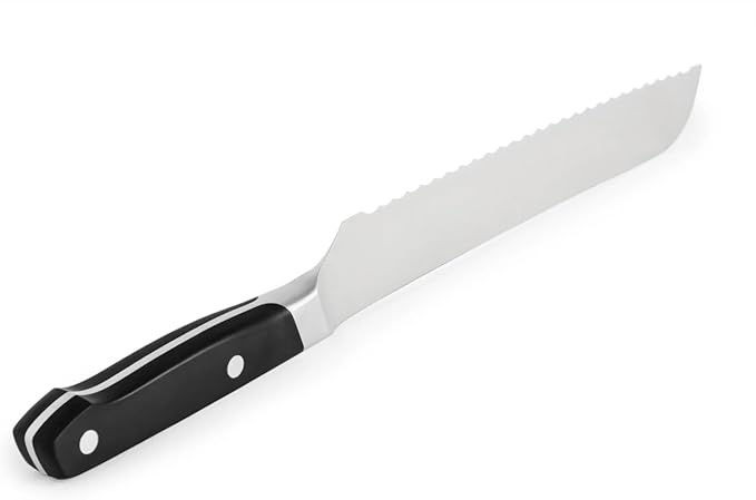 Misen Serrated Bread Knife - High-Carbon Japanese AUS8 Steel - Perfect for Soft Foods, Bread, Pastries, and Fruits - Verstatile Slicer, Razor-Sharp Edge, Durable Blade, Ergonomic Handle - 8", Black