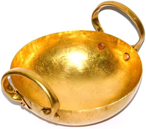 Brass Wok Pan Thai Home Cooking Food and Dessert for Thai Chinese Japanese Korean cuisine Size 6 inches