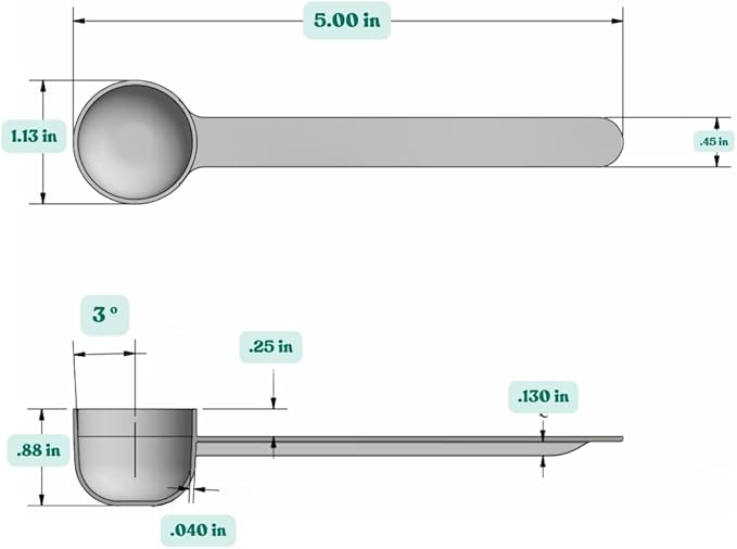 Supplement and Supply 2 Tsp (2/3 Tbsp | 10 mL) Long Handle Rounded Scoop for Coffee, Protein Powder, Pet Food, Spices, Grains, Dry Goods ??Food-Grade BPA-Free Plastic Measuring Spoon (Pack of 1)