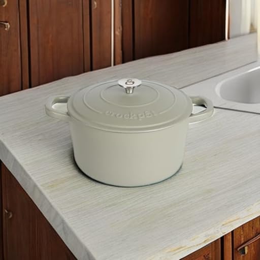 Crock-Pot Artisan 7-Quart Round European Enameled Cast Iron Dutch Oven with Lid ??Matte Green, Durable Oven Safe Cookware