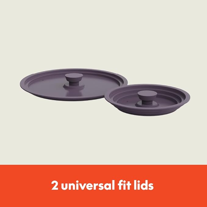 bella 9 Piece Ceramic Nonstick Cookware Set, Fits-anywhere??Kitchenware w EverGood??Coating, Dishwasher & Oven Safe, All Stovetops Compatible, Stackable Design, Cool Touch Handles, Plum