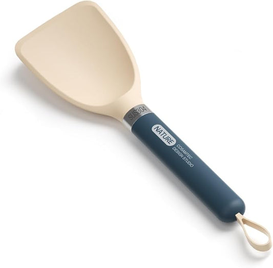 Silicone Small Spatula for Cooking Flexible Turner with Solid Inner Core and Heat Resistant Nylon Handle Ideal Spatula for Non-Stick Cookware
