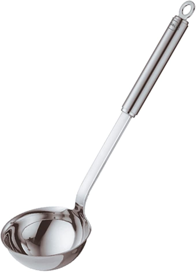 R철sle Stainless Steel Round Handle Ladle with Pouring Rim, 5.4-Ounce