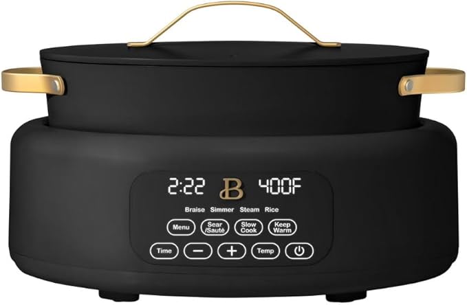Beautiful 10-in-1 6-Qt Programmable Multi-Cooker with Oven-Safe Pot & 7 Presets ??Slow Cook, Rice, Steam, Saut챕 (BLACK SESAME)