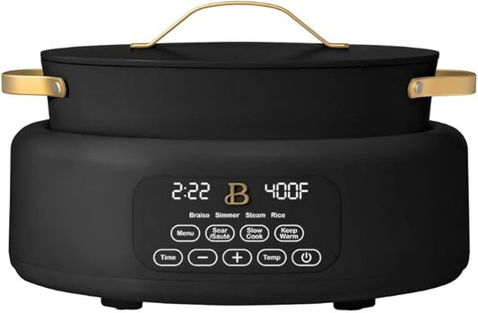 Beautiful 10-in-1 6-Qt Programmable Multi-Cooker with Oven-Safe Pot & 7 Presets ??Slow Cook, Rice, Steam, Saut챕 (BLACK SESAME)