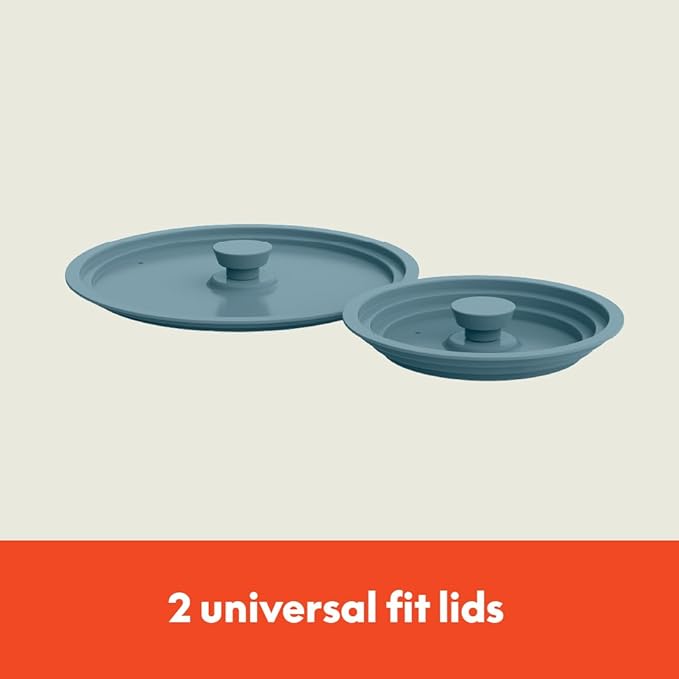 bella 9 Piece Ceramic Nonstick Cookware Set, Fits-anywhere??Kitchenware w EverGood??Coating, Dishwasher & Oven Safe, All Stovetops Compatible, Stackable Design, Cool Touch Handles, Surf