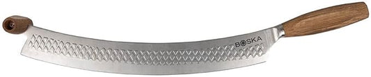 Boska Stainless Steel Cheese Knife - For All Types of Cheese Pizza - Multi-Functional Cheese Slicer - Handheld Slicer - Silver Non-Stick Oak Wood - Dishwasher Safe - For Kitchen Cooking