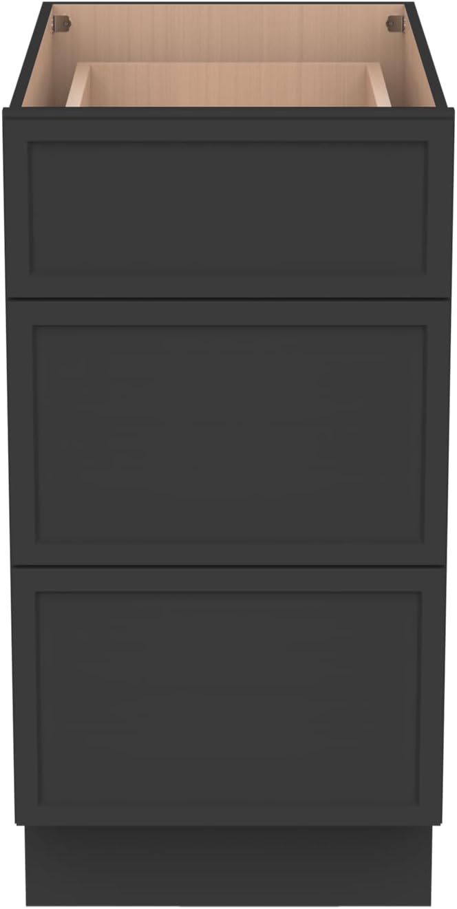 Newtown 3-Drawer Solid Wood Cabinet Premium Storage Organizer for Kitchen,Office Files, Essentials, and Mor Versatile and Stylish Drawer Cabinet for Home (NT-Charcoal Black, 15"W x 24"D x 34.5"H)