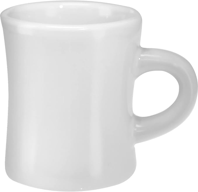 Culver 10-Ounce Ceramic Retro Diner Style Heavyweight Restaurant Mug, Two-finger C-handle (White, 4)