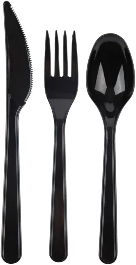 Party Bargains Disposable Cutlery set, Onyx Design, 360 Pieces: 180 Forks, 120 Spoons, 60 Knives