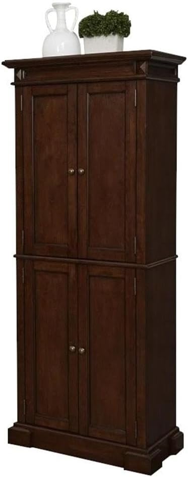 BOWERY HILL Traditional 4 Shelves Wood Kitchen Pantry in Brown Cherry