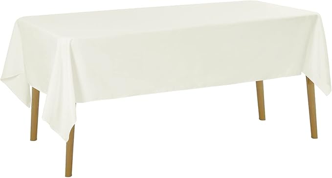6 Pack Ivory Tablecloth 60 x 102 Inch Table Cloth for 6 Foot Rectangle Tables, Wrinkle Resistant Washable Polyester Fabric Table Covers for Party, Wedding,Dining,and Banquet