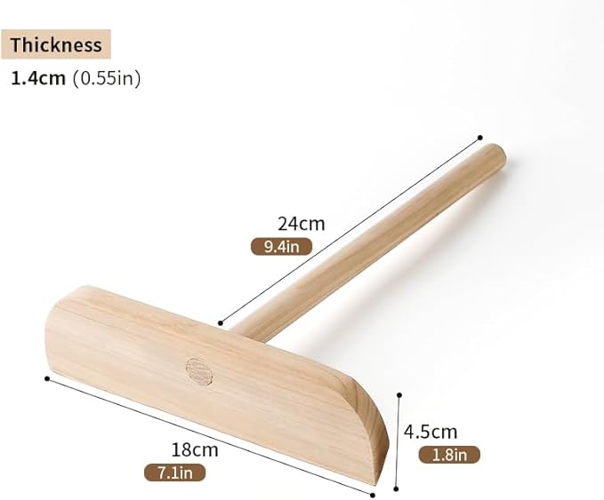Fir Wood Pancake Spreader and Spatula Kit, 3 Size Batter Spreader and One 11.8" Spatula For Different Crepe Pans, Crepe Making Tools Suitable For Home Kitchen & Commercial Pancake Stall.
