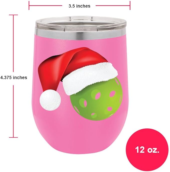 Pickleball Wine Tumbler, Pickleball Gift, 12oz Stainless Steel Wine Tumbler, Gifts For Him, For Her, For Boys, For Girls, Birthday, Christmas Gift idea (Pink)