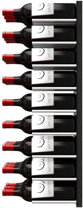 Fusion Wine Wall Cork-Out (3 Foot, Black Acrylic, Satin Aluminum Peg, Stores 27 Bottles) ??Modular Wine Rack for Home Bars or Wine Cellars
