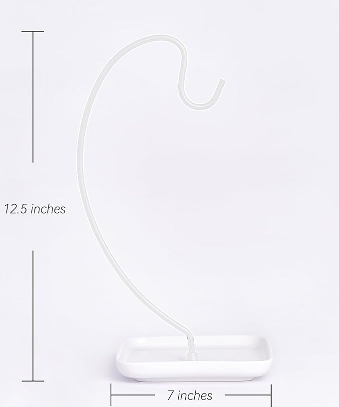 VROOMIUM Banana Holder Stand with Ceramic Bowl - Holds Up to 5 Pounds Bananas, Hassle-free Cleaning, Stylish and Chic Design Banana Rack, White
