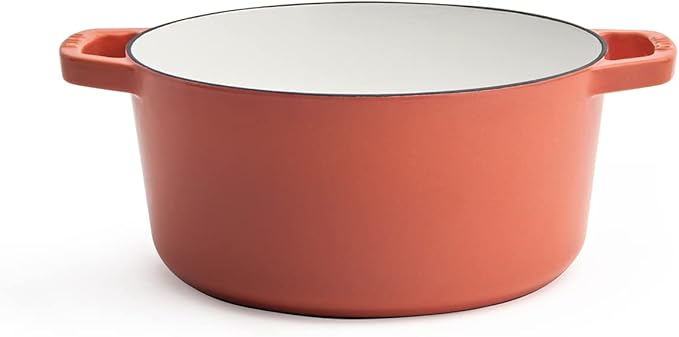 Milo by Kana 3.5-quart Enameled Cast Iron Dutch Oven with Lid | Premium Casserole Cooking Pot | Enamel Coating Inside and Out | Oven Safe and Dishwasher Friendly (Fresh Terracotta with Gold Knob)