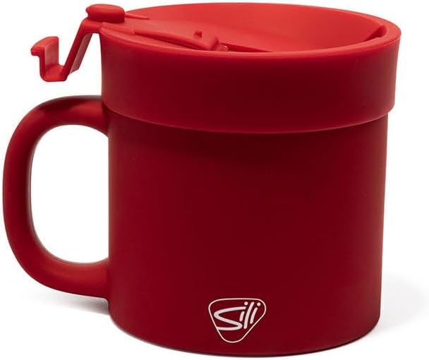 Silipint 16oz Silicone Coffee Mug Tumbler with Flip Lid ??Unbreakable Dishwasher Safe Microwave Oven & Freezer Compatible ??Non-Toxic Reusable Cup for Hot Coffee Tea or Cold Drinks (Classic Red)