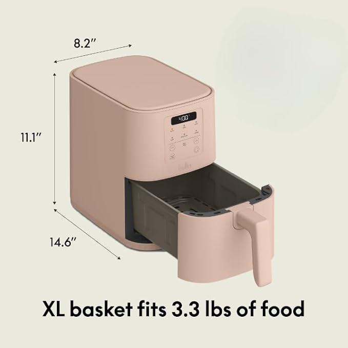 bella 4Qt Slim Air Fryer, Fits-anywhere??Kitchenware, EverGood??Ceramic Nonstick Coating, Adjustable Temperature, 6 Preset Cooking Options, 60 Min Auto Shutoff w Audible Tone, 3.3lb Capacity, Blossom