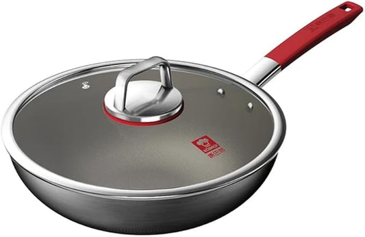 KBH KGT-C32A Titanium Nonstick Wok, Frying pan with Lid, Suitable for All Cooktops, 32 CM(12.6 INCH)