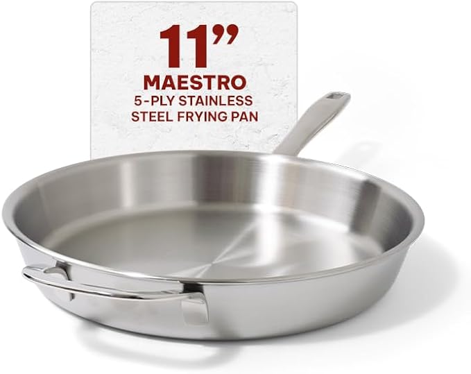 Beka Maestro 11" 5-Ply Stainless Steel Frying Pan ??Dishwasher & Oven Safe, No Hot Spots and Stay-Cool Handle