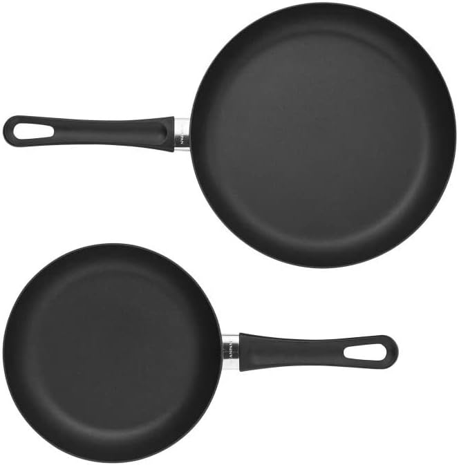Scanpan Classic 2-Piece Nonstick Fry Pan Set, 8-inch and 10 1/4-inch ??Compatible with Gas and Electric Stovetops, Metal Utensil Safe, Oven Safe to 500째F, Dishwasher Safe, Black