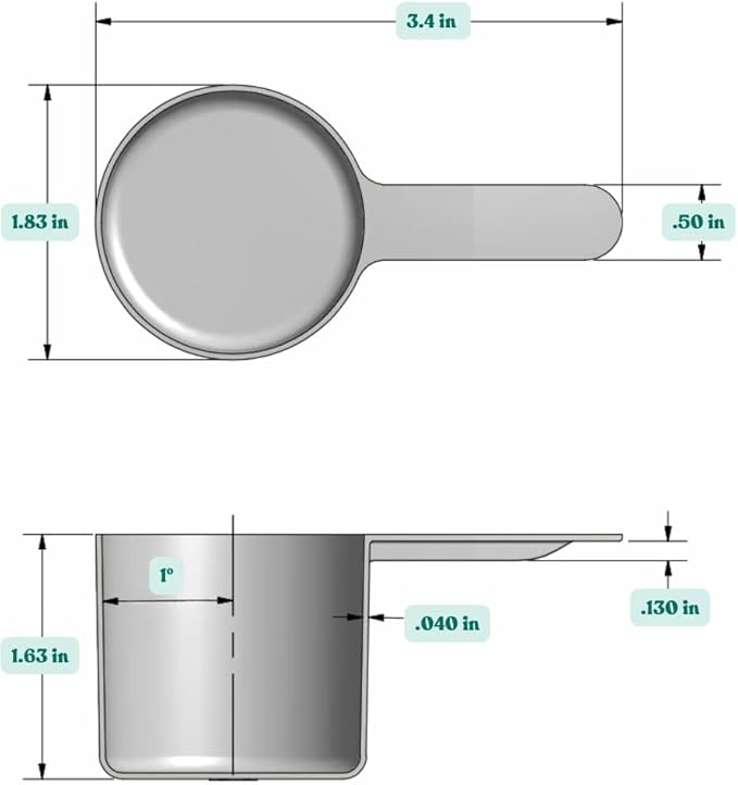 Supplement and Supply 1/4 Cup (4 Tbsp | 2 Oz. | 60 mL) Scoop for Coffee, Protein Powder, Pet Food, Spices, Grains, Dry Goods ??Food-Grade BPA-Free Plastic Measuring Spoon (Pack of 1) Short Handle