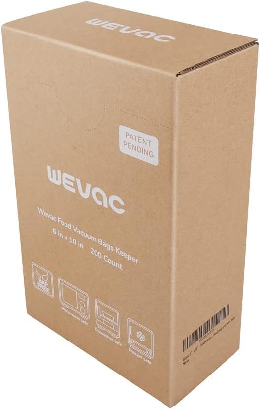 Wevac 6??x 10??200 Count Food Vacuum Sealer Bags Keeper, PreCut Pint, Ideal for Food Saver, BPA Free, Commercial Grade, Great for storage, meal prep and Sous Vide