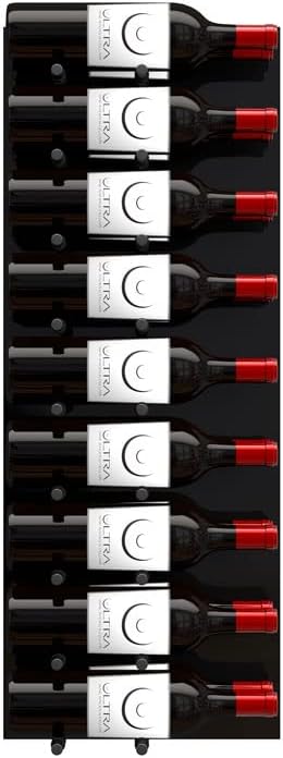 Ultra Wine Racks Fusion Wine Wall Label-Out (3 Foot, Double Deep, Black Acrylic, Matte Black Peg) ??Modular Wine Rack for 18 Bottles, Easy Installation for Home Bar or Wine Cellar