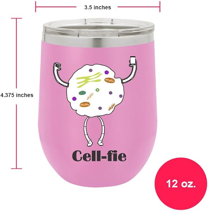 Cell Fie Wine Tumbler, Cell Fie Gift Lover, 12oz Stainless Steel Wine Tumbler, Gifts For Him, For Her, For Boys, For Girls, Birthday, Christmas Gift idea (Light Purple)