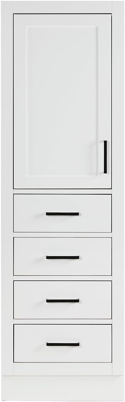 ARIEL Bathroom Storage Cabinet - Solid Hevea Wood and Fully Assembled for Long-Lasting Durability and Sophisticated Finish