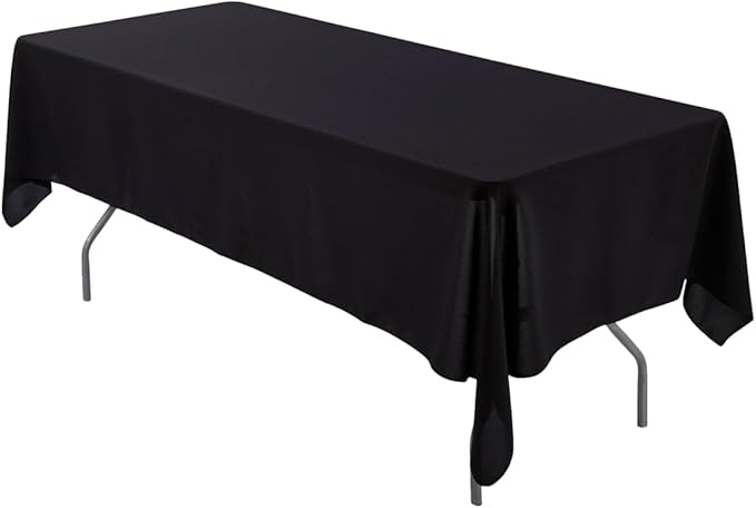 Leading Linens 6 Pack 60 x 102 Inch Rectangle Black Polyester Tablecloth, Table Cover, Stain and Wrinkle Resistant, Washable for Dining Table, Wedding Reception, Banquet, Party