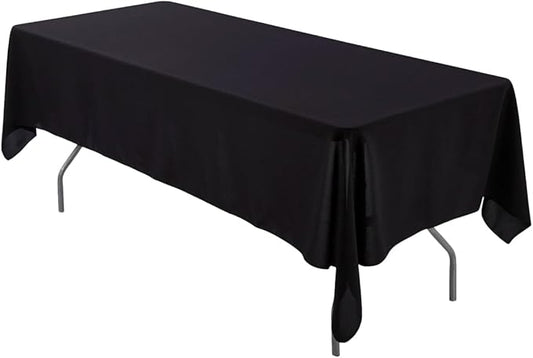 Leading Linens 6 Pack 60 x 102 Inch Rectangle Black Polyester Tablecloth, Table Cover, Stain and Wrinkle Resistant, Washable for Dining Table, Wedding Reception, Banquet, Party